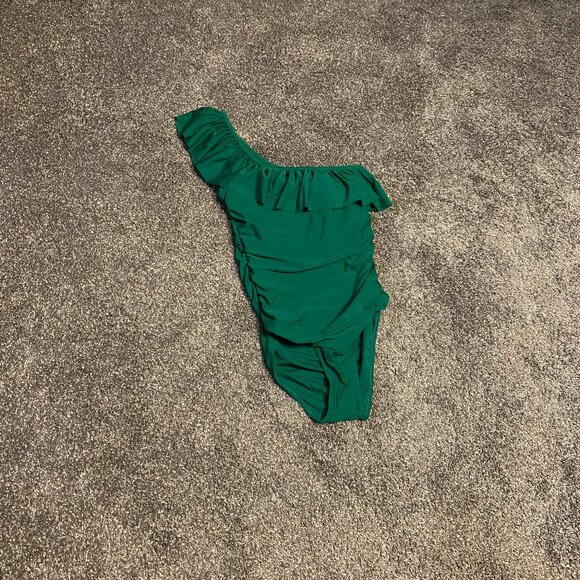 Other - Emerald Green One-shouldered ruffle bathing suit, size Medium